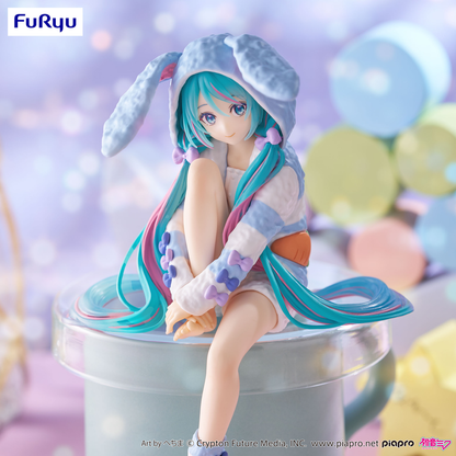 Character Vocal Series 01: Hatsune Miku: (Noodle Stopper) Sitting Figure -Rabbit Ear Hood Pajama Blue Color Ver.
