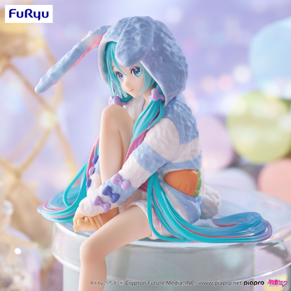 Character Vocal Series 01: Hatsune Miku: (Noodle Stopper) Sitting Figure -Rabbit Ear Hood Pajama Blue Color Ver.