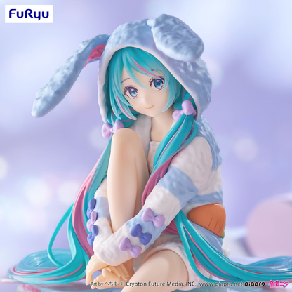 Character Vocal Series 01: Hatsune Miku: (Noodle Stopper) Sitting Figure -Rabbit Ear Hood Pajama Blue Color Ver.
