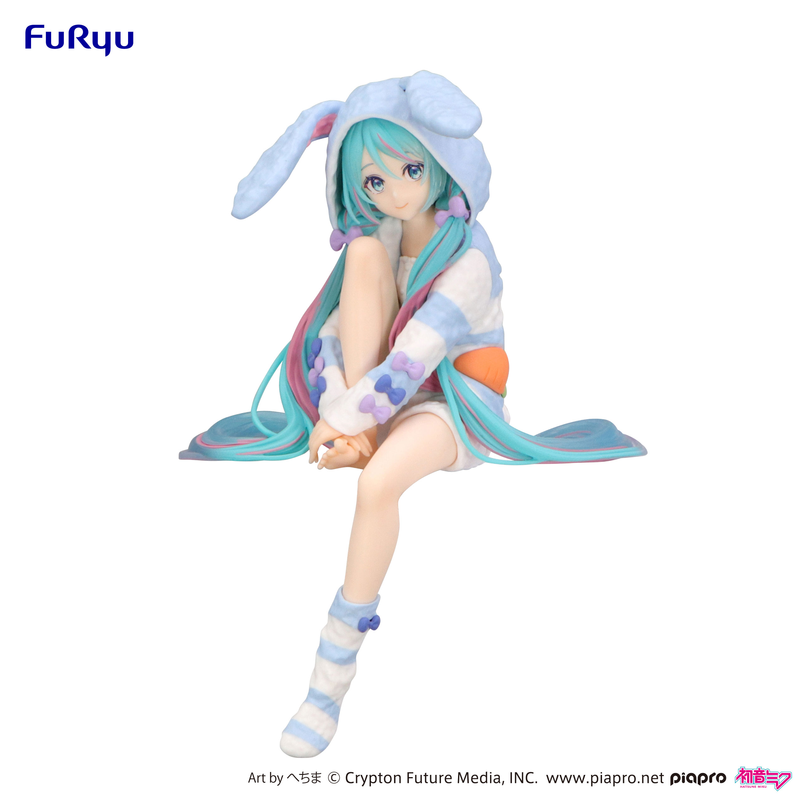 Character Vocal Series 01: Hatsune Miku: (Noodle Stopper) Sitting Figure -Rabbit Ear Hood Pajama Blue Color Ver.