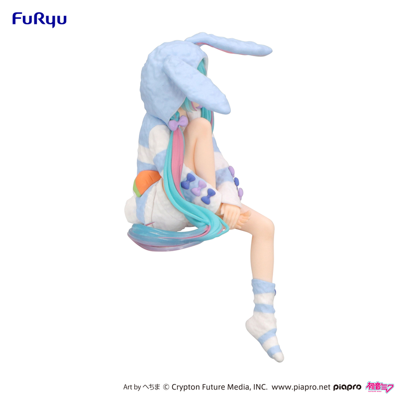 Character Vocal Series 01: Hatsune Miku: (Noodle Stopper) Sitting Figure -Rabbit Ear Hood Pajama Blue Color Ver.