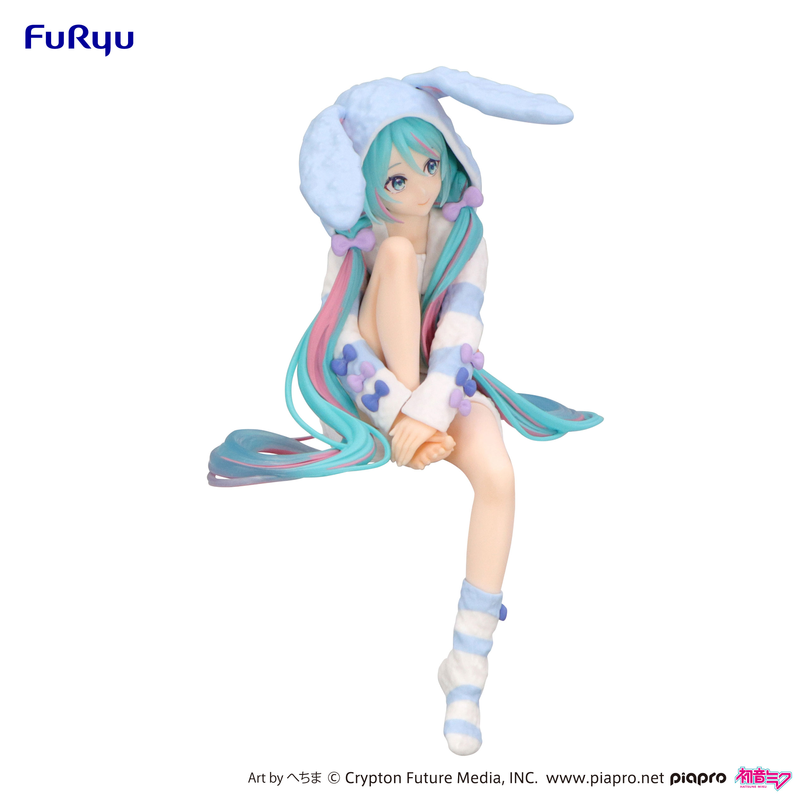 Character Vocal Series 01: Hatsune Miku: (Noodle Stopper) Sitting Figure -Rabbit Ear Hood Pajama Blue Color Ver.